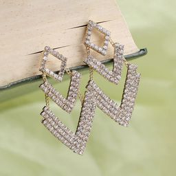 DressBerry Gold-Plated Diamond Shaped Drop Earrings-image-21
