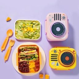 Azhari Stero Buddy Smart Speaker shape Lunch Box 680 ML with Salad bowl 150 ml for kids Color May Vary image 5