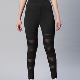 Blinkin Women Black Rapid Dry Tights with Breathable Mesh Panels-image-77