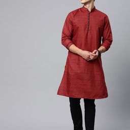 Majestic Man Men Woven Design Mandarin Collar Kurta-picture-45