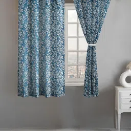 Lunar Days Blue Set of 2 Floral Room Darkening Window Curtain-image-71