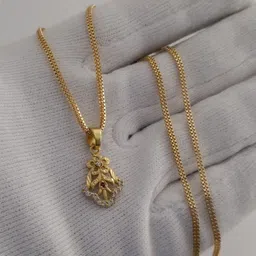 V.K.PAYAL.JEWELLERY Gold-Plated Artificial Stone Studded Floral Pendants with Chains-picture-37