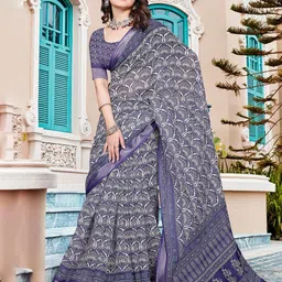 Suha Floral Printed Pure Cotton Saree-picture-8