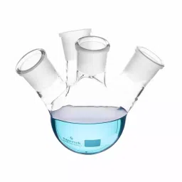 Supertek Round Bottom Flask With Four Necks At Angle Type, Capacity 500 ml, 15.218.0105 image 1