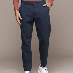 Calvin Klein Jeans Men Navy Blue Solid Modern Twill Trousers-image-97