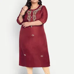 4u Fashion Women Maroon Blended Kurtas-picture-0