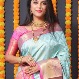 DIVASTRI Woven Design Zari Silk Blend Kanjeevaram Saree-16