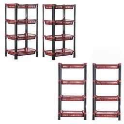 Kuber Industries Maroon & Black 4 Pieces Multipurpose 4 Tier Racks For Storage image 1