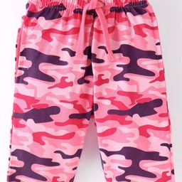 Doreme Single Jersey Knit Three Fourth Length Pants Camouflage  Print- Green-image-40