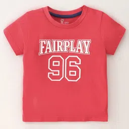 Pink Rabbit Single Jersey Half Sleeves T-Shirt Text Print - Red-picture-32