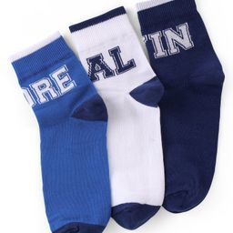 Pine Kids  Knit Ankle Length Socks with Text Design Pack of 3 - Multicolour-image-59