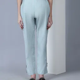 Moms Maternity Sustainable Cotton Solid Maternity Trousers - Sea Green-picture-19