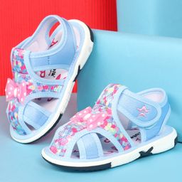 Cute Walk by Babyhug Sandals with Velcro Closure & Bow Applique - Blue-picture-22