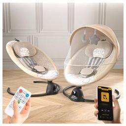 Baybee Automatic Electric Swing Cradle for New Born Baby with Adjustable Swing Speed, Remote | Infant Baby Rocker with Mosquito Net, Safety Belt, Music & Hanging Toys (Beige)-14