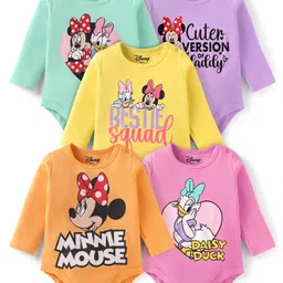 Babyhug Disney Interlock Knit Full Sleeves Onesies with Minnie Mouse & FriendsPrint Pack of 5 - Yellow Pink & Orange-picture-15