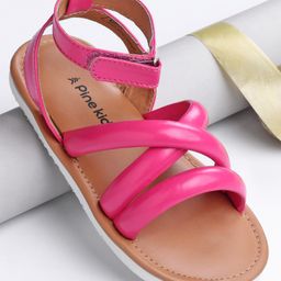 Pine Kids Velcro Closure Sandals with Crossover Straps - Pink-image-47