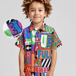 OLLINGTON ST. 100% Cotton Half Sleeves Shirt With Text Print - Multicolour-picture-32