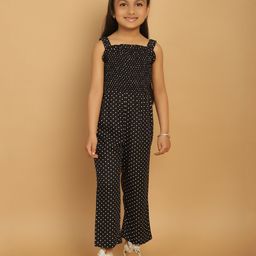Mini & Ming Rayon Sleeveless Polka Dots Printed Jumpsuit - Black-image-93