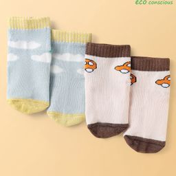 Babyoye Cotton Bamboo Knit Ankle Length Anti-skid Socks with Car Design Pack of 2 - Sky Blue & Light Pink-image-31