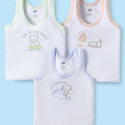 Zero Sinker Knit Sleeveless Animal Printed Vests Pack Of 3 - White-picture-10