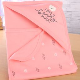 Simply Interlock Knit Hooded Towel With Text Print L 80 x B 80 cm - Coral-image-52