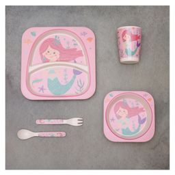 The Bamboo Co Magical Mermaid Bamboo Kids Dinner Set of 5- Pink-23
