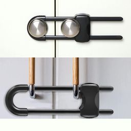 Safe-O-Kid Heavy Duty Almirah Cupboard U Shaped Lock - Premium Security Lock for Cabinets & Doors - Black, Pack of 16-21