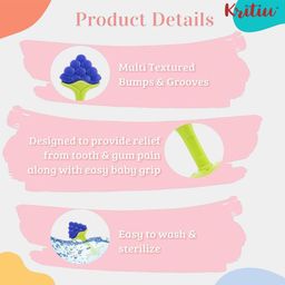Kritiu Baby Giraffe Shape Silicone Teether Toy & Stand Teether Combo Pack Of 2 - Multicolour image 4