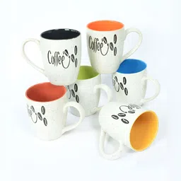 FABINALIV White & Blue Handcrafted Printed Ceramic Matte Mugs Set of Cups and Mugs image 3