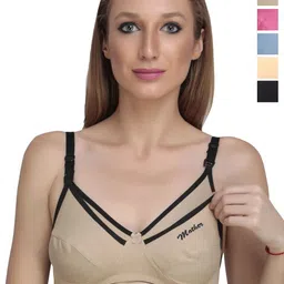 Liigne Women Pack of 5 Solid Full Coverage Non Padded Non-Wired Maternity Bra-54