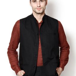 even Black Slim Fit Nehru Jacket-30