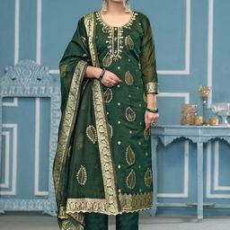 Maroosh Floral Woven Design Beads And Stones Unstitched Dress Material-picture-0