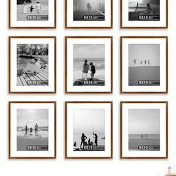 Art Street Brown & White 9 Pieces Wood Wall Photo Frames-picture-7