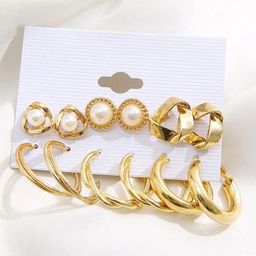 GOLDIWALA Set Of 6 Gold Plated Pearls Beaded Spherical Studs-18