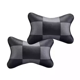 Auto Pearl Grey, Black Fabric Car Pillow Cushion for Universal For Car (Rectangular), 2 pc-image-95