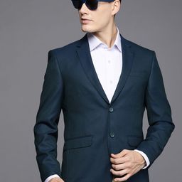 Louis Philippe Men Self Design Slim-Fit Single-Breasted Formal Blazer-picture-1