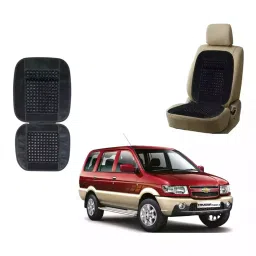 Auto Pearl Polyester, Cotton Vehicle Seating Pad For Chevrolet Tavera Grey-picture-2