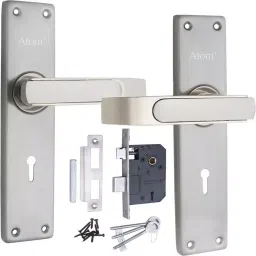 Atom Stainless Steel, Zinc Alloy Silver Door Handle Lock Set, JupiterSS.L-2-image-47