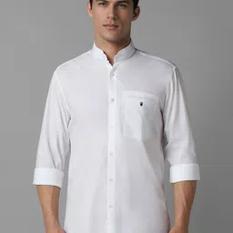 Louis Philippe Sport Men Mandarin Collar Solid Cotton Slim Fit Casual Shirt-picture-30
