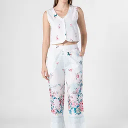 SANSKRUTIHOMES Floral Printed Top With Pyjamas-image-9