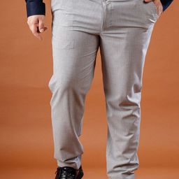 Muffynn Men Cotton Relaxed Straight Leg Straight Fit Plus Size Formal Trousers-image-50