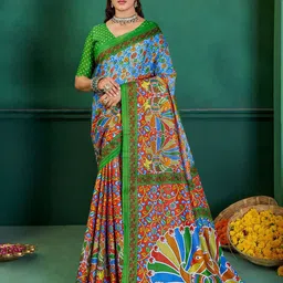 Munir Kalamkari Pure Cotton Block Print Saree-5