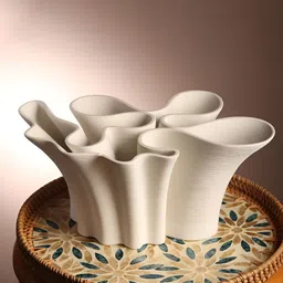 HABERE INDIA White Ceramic FlowerVases-13
