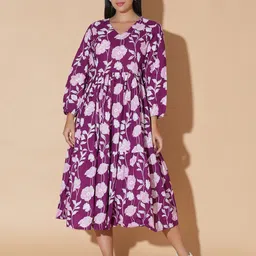 MOSHI Floral Print Puff Sleeve Fit & Flare Midi Dress-image-32