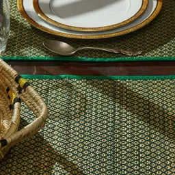 MAATIR DESIGNS 7 Pieces Green & Tan Grass Table Linen Sets-51
