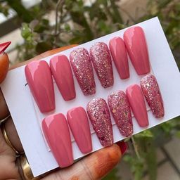 AMOK STORE Set Of 12 Stick-On Artificial Nails With Mini Application Kit- Pink image 1