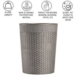 Kuber Industries Grey 2 Pieces Checked Pedal Dustbins10L Each image 5