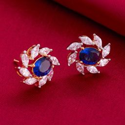 Kushal's Fashion Jewellery Gold Plated Zircon Studded Contemporary Studs Earrings-image-59