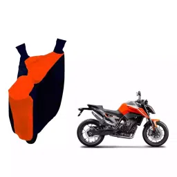 Auto Pearl Waterproof Two Wheeler Cover For KTM 790 Duke (Orange & Blue)-image-42