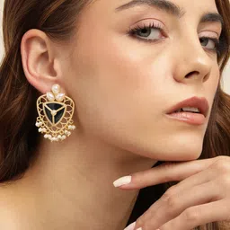Anouk Gold Plated Beaded Contemporary Drop Earrings-67